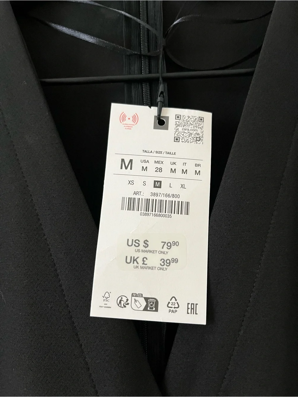 Zara Black Sleeveless Midi Dress with Gold Accent Buttons and Belt - Picture 6 of 6